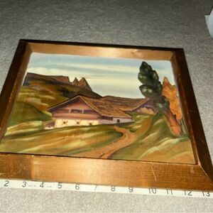 Rustic Countryside Landscape Painting (3D Image)Wooden Frame made in Italy